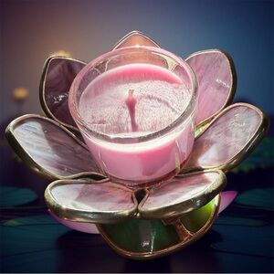 Stained Glass Lotus/Lily Pad Votive/Tea Light Holder